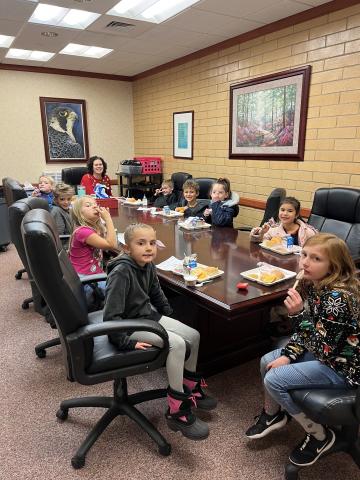 Lunch club winners with Mrs. Stoddard