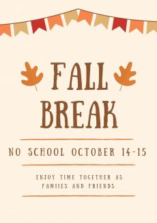 Fall Break No School Reminder