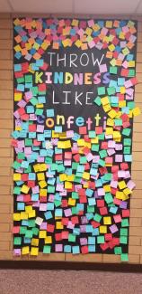 Students wrote positive affirmations to stick on the wall.